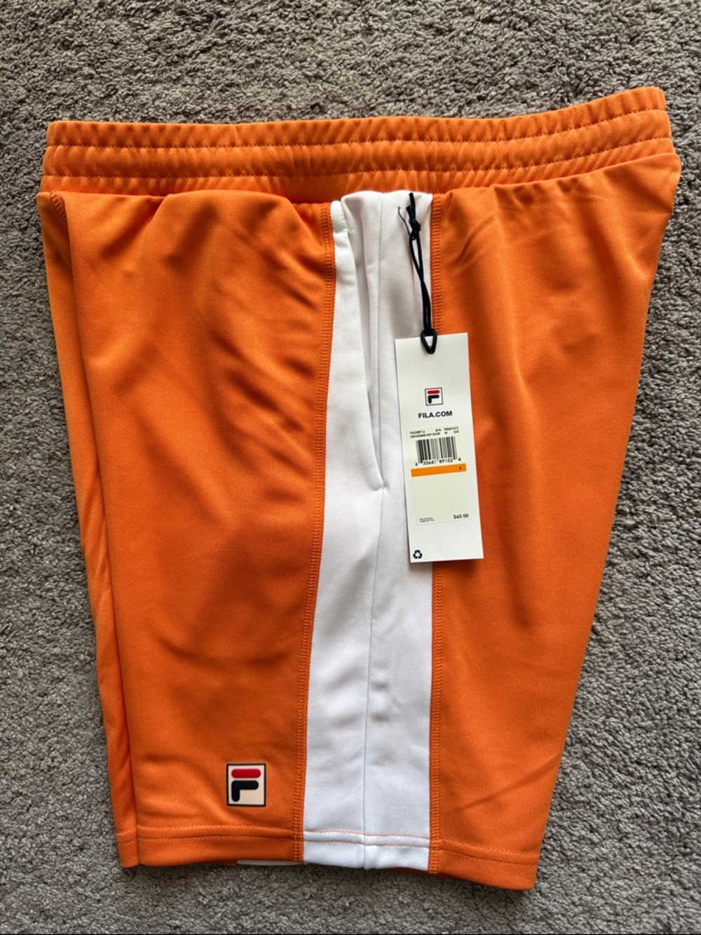 NWT Men’s Fila Groundbreaker Knit Short Orange/White Size S - Picture 13 of 13